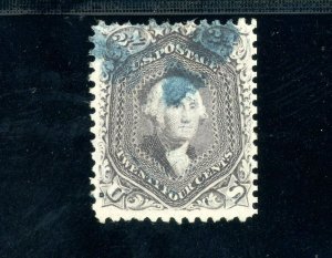 USAstamps Used FVF US 1862 Washington Scott 78 With Blue Cancel SCV $420