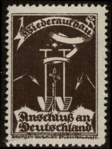 Austria 1919 Germany WWI-era Patriotic Unification Vignette Label Cinderel 93751