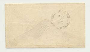 PRINCE EDWARD IS 1865 COVER, BARRED+MANUSCRIPT CANCELS RE-USED Sc#5(SEE BELOW