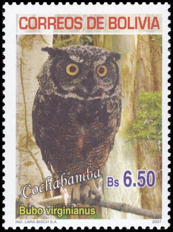 Bolivia 2008 Sc 1332a Bird Owl Overprinted CV $4.99