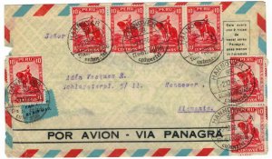 Peru 1936 Panagra Cover Stamps Sc 319+327 Lima Pizarro Geographical Discoveries