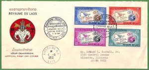 ZA1871 -  LAOS - Postal History -  FDC COVER to USA - 1966  UPU Dove