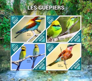 NIGER - 2019 - Bee-eaters - Perf 4v Sheet - Mint Never Hinged