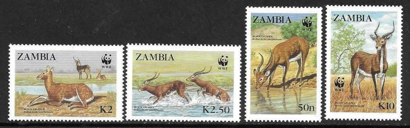 1987     ZAMBIA  -  SG. 537  / 540  -  WWF  - BLACK  LECHWE  -  MHN