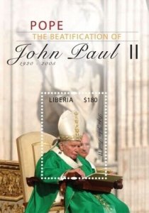 Liberia - 2011 -BEATIFICATION OF POPE JOHN PAUL - Souvenir Sheet - MNH