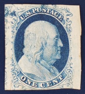 United States, Scott #7, VF used, small cut/tear and crease at lower left