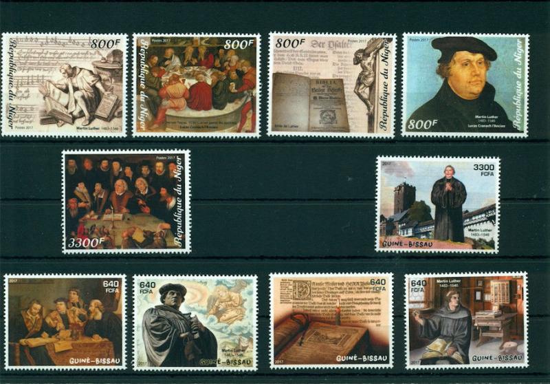 Martin Luther Reformation 500 Years Protestantism 55 MNH stamps set collection 