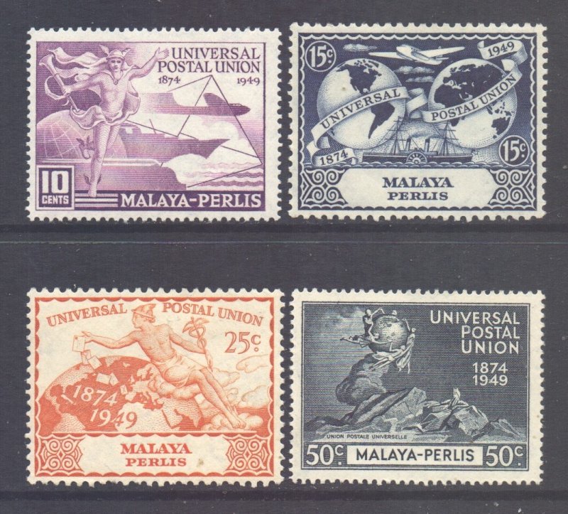 Malaya Perlis Scott 3/6 - SG3/6, 1949 UPU Set MH*