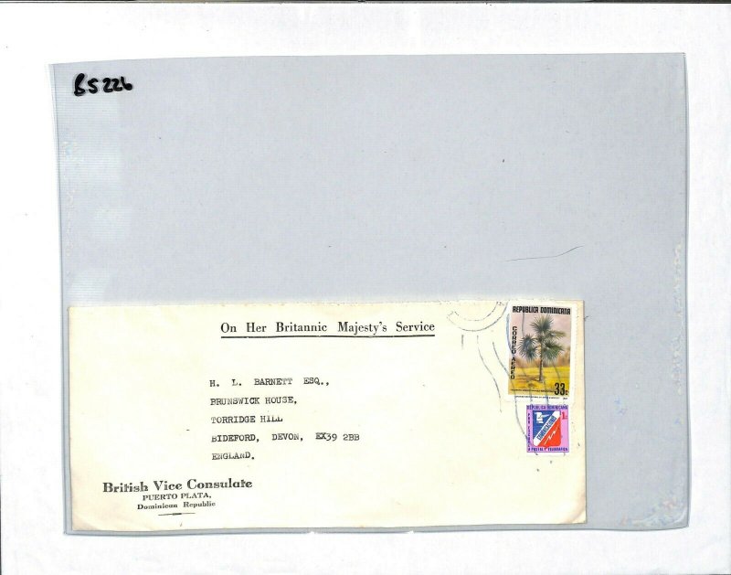 Dominican Republic Puerto Plata BRITISH CONSULATE Cover Bideford 1980s BS226