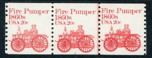 USA 1981 Fire Pumper 20¢ Plate Number Strip PNS Plate #2 Scott #1908 MNH Y986