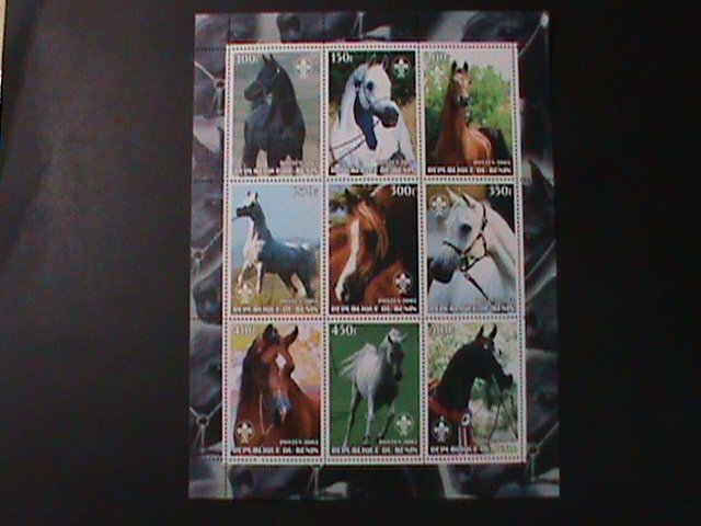 BENIN -2003-WORLD FAMOUS BEAUTIFUL HORSES-MNH SHEET-VF LAST ONE HARD TO FIND
