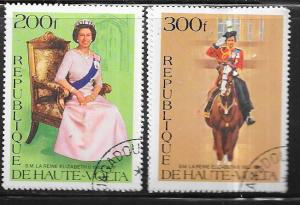 Burkina Faso #436-437 Queen Elizabeth  set complete (CTO) CV $1.55