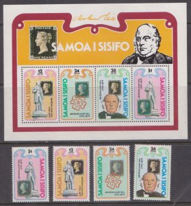 SAMOA - 1979 DEATH CENTENARY OF SIR ROWLAND HILL - SET OF 4-STAMPS & 1-MS MNH