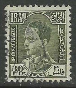 IRAQ 1934-38 30f Olive Green KING FAISAL II Portrait Issue Sc 71 SG 182 VFU