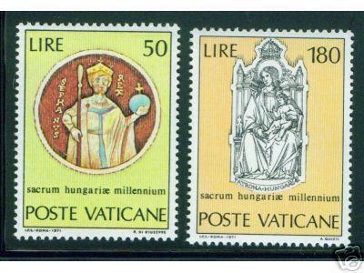 VATICAN Scott 513-14 MNH** St. Stephan of Hungry 1971