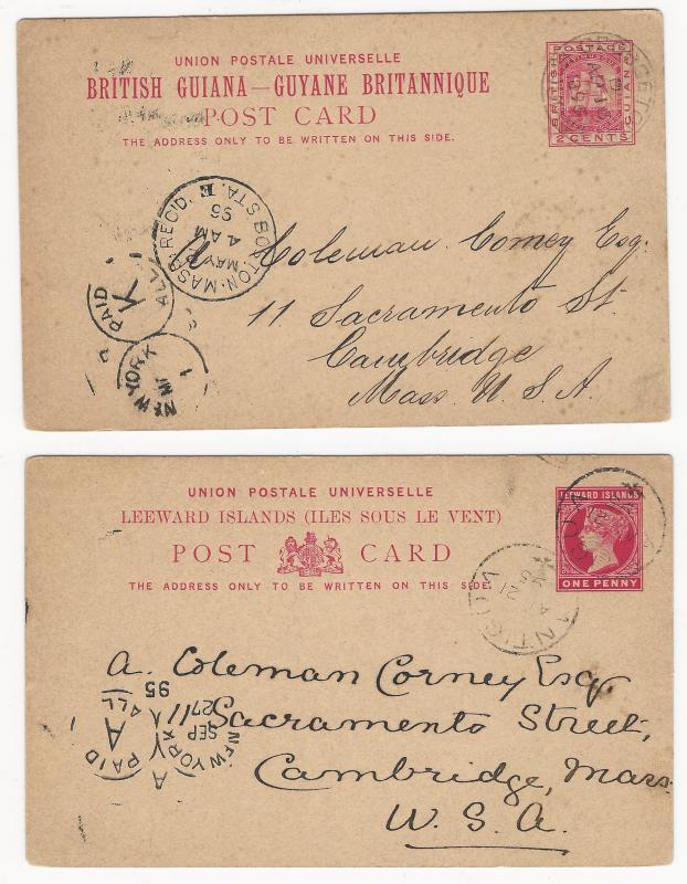 British Guiana, 2  Early Postal Cards, Used in 1895-1896