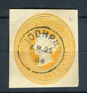 INDIA; 1880s classic QV 4a. 6p. fine POSTMARK Stationary Piece, Jodhpur