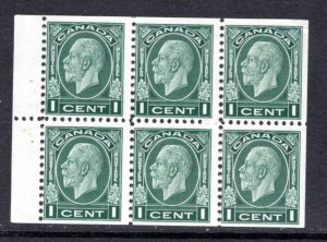 195b, Scott, 1c deep red, F, MNH, Medallion issue, booklet pane of 6 x 1c