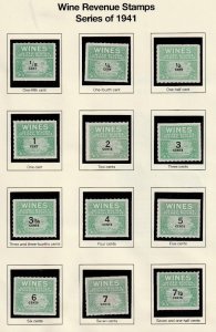 USA # RE108-RE134 VF-MNH WINE REVENUE STAMPS SERIES OF 1941