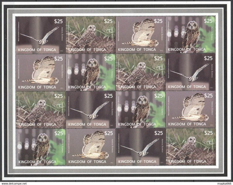 2012 Kingdom Of Tonga Fauna Birds Owls Michel 440 Euro 1Sh ** Ec0251