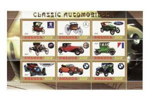 Rwanda - Classic Cars - 9 Stamp  Sheet  - SV0761
