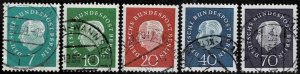 Germany 1959,Sc.#9N165-169 used, Prof. Dr. Theodor Heuss (1884-1963)