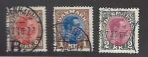 Denmark SC#127-129 Used F-VF SCV$21.25...nice bargain!!