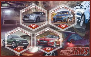 Stamps. Cars. Sports Cars luxury2019 year 1+1 sheets perforated