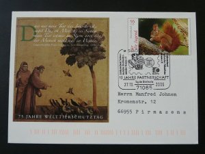 religion Saint Francis of Assisi bird pigeon postal stationery Germany 98342