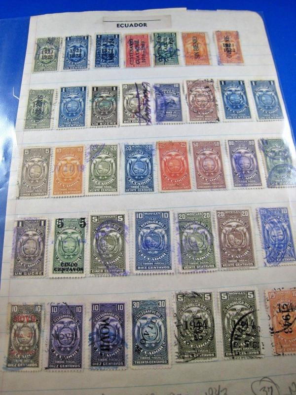 ECUADOR TAX STAMPS - LOT OF 37 USED