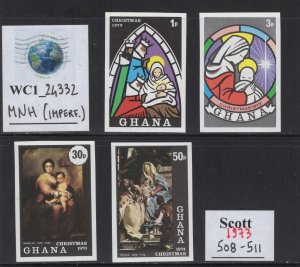 WC1_24332.BRIT. COL.:GHANA. Nice 1973 CHRISTMAS imperf. set. Sc. 508-511. MNH