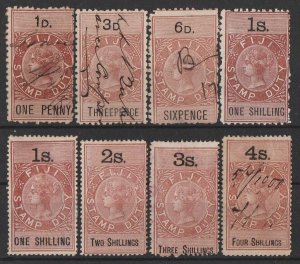 FIJI 1883 QV Revenues 1d to 1/- red-brown & black.