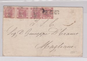 ITALY  NAPOLITANA 1858 cover to Magliano strip of 2 +1 one grano