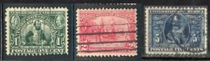 US Stamp #328-330 Used Jamestown Exposition Singles