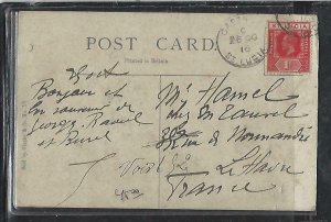 ST LUCIA   (PP2708B)  1916   KE 1D ON PPC TO FRANCE 