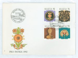 Switzerland B576-B579 1982 Folk Art Pro-Patria Semi - Postal Set of 4 on an Unaddressed, Cacheted FDC