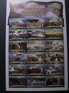 ​ANTIQUE-BARBUDA -AMERICAN CIVIL WAR-THE BATTLE FIELDS MNH SHEET VERY FINE