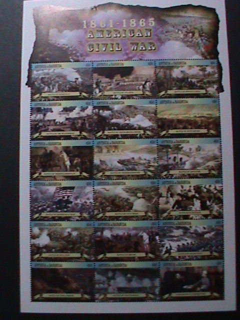 ​ANTIQUE-BARBUDA -AMERICAN CIVIL WAR-THE BATTLE FIELDS MNH SHEET VERY FINE