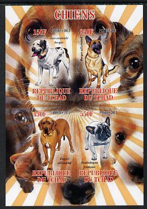 Chad 2013 Dogs #1 imperf sheetlet containing 4 values unm...