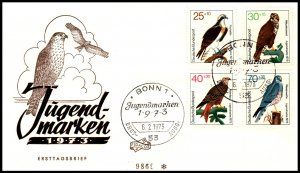 Germany B496-B499 Birds U/A FDC