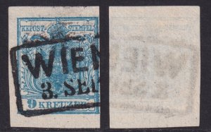 Austria - 1850 - Scott #5a - used - WIEN box pmk
