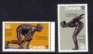 656-657, Scott, Canada, $1 & $2, MNH, singles, Olympic Sculptures