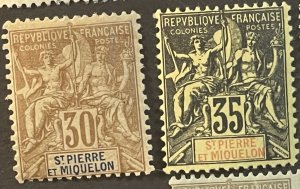 ST.PIERRE & MIQUELON # 60-78-MINT/HINGED & USED---COMPLETE SET----1892-08