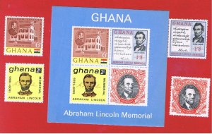 Ghana #208-211a   MNH OG    Lincoln  w/SS  Free S/H