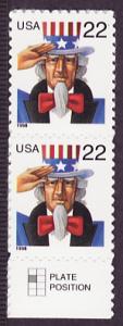 3259-59a Uncle Sam self-adhesive vertical pair