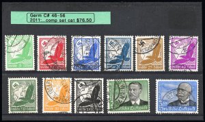 Germany Stamps # C46-56 Used VF Scott Value $76.50