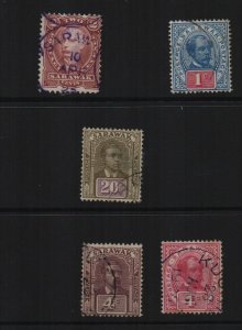 Sarawak 1899-1928 5 used definitives