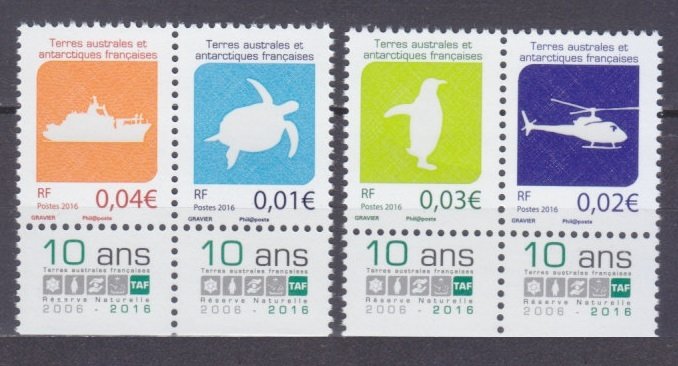 2016 French Antarctic Territory 928-931Paar+Tab Turtle, Penguin, Ship