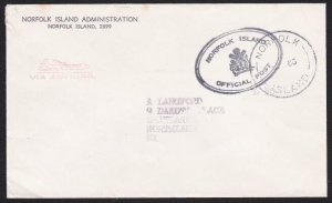 NORFOLK IS 1985 Official cover to New Zealand..............................B3649