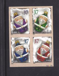 US Scott # 3883v - 3886v / Christmas Ornaments 2004 Block of 4 DS Pane 3886b